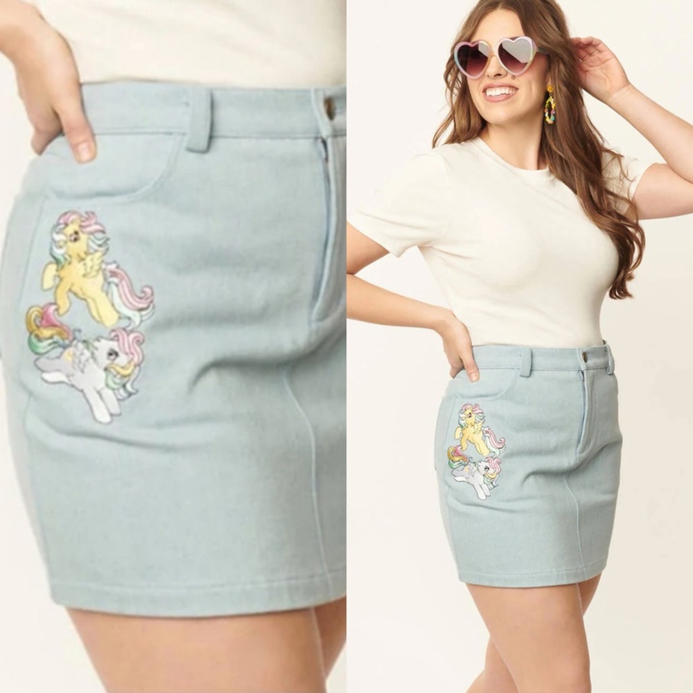 My Little Pony x Unique Vintage Cutie Mark Denim Mini Skirt